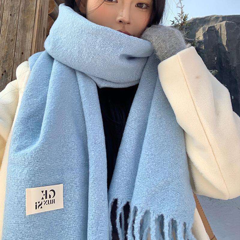 Haze blue imitation cashmere scarf women's new winter atmosphere scarf couple student men's shawl