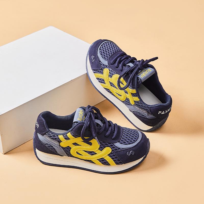 

Осень 2025 Женские немецкие кроссовки: Замша из коровьей кожи высшего качества, Дышащие, На толстой подошве, Универсальная повседневная спортивная обувь 40 жёлтый/синий