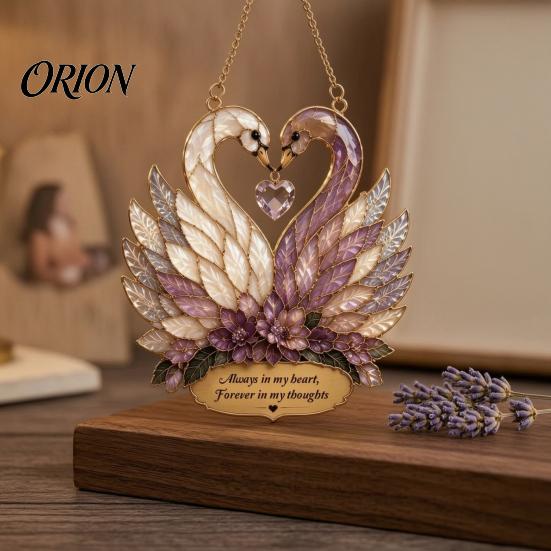 Christmas Tree Hanging Decoration Stained Glass Style Swan Pendant, Decorative Acrylic Suncatcher for Window Car Romantic Gift Her And Ornament,