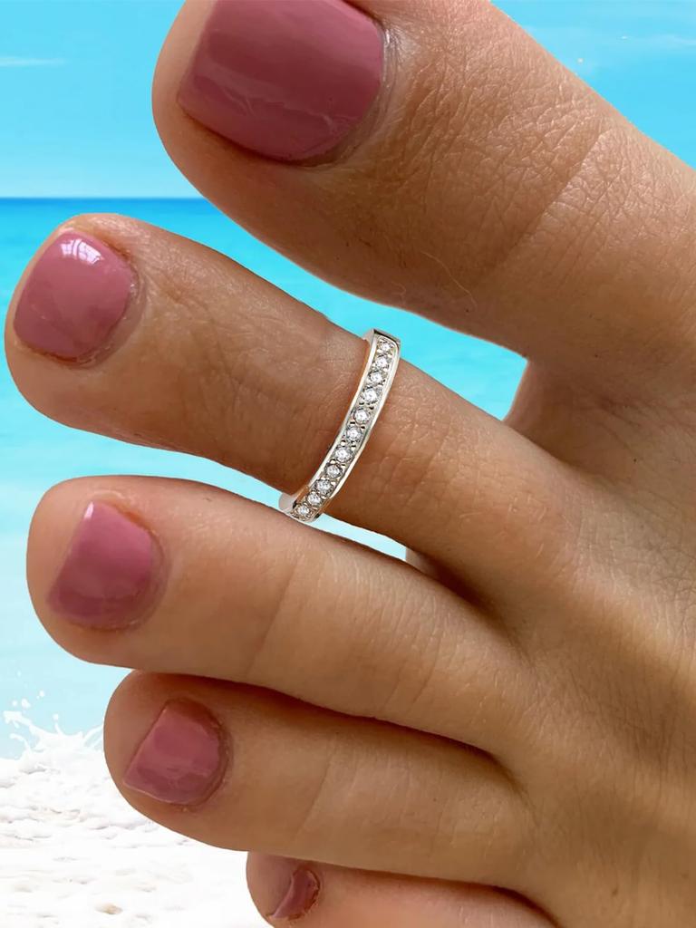 ChicSilver Toe Ring, Pinky Ring, Women's, Silver 925, Eternity Ring, Zirconia, Hawaiian Jewelry