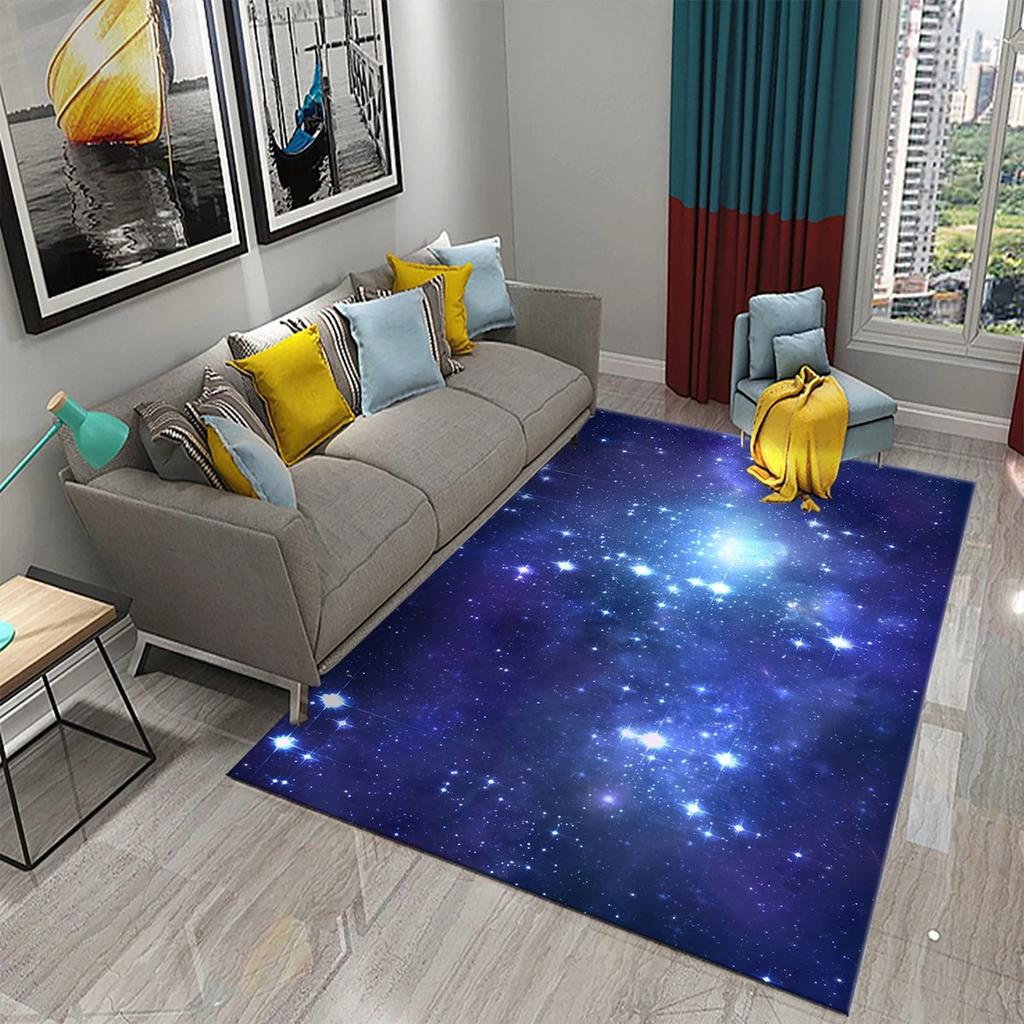 Star Carpet Space Galaxy Area Rug For Living Room Coffee Chair Bedroom Bathroom Entrance Non-Slip Home Decor