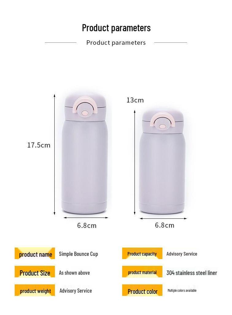 Compact 304 Stainless Steel Mini Thermos with Spring Lid - Ideal Gift and Portable Water Cup