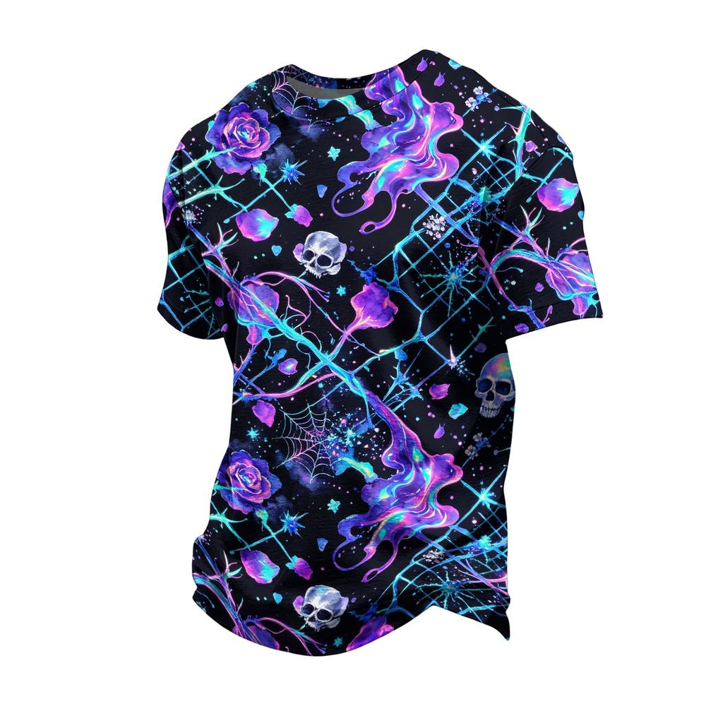 Men's Halloween Printed Short Sleeve Neck T-Shirt for Party Costume