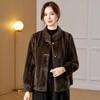 Fengxiao Women's Faux Mink Velvet Stand Collar Coat