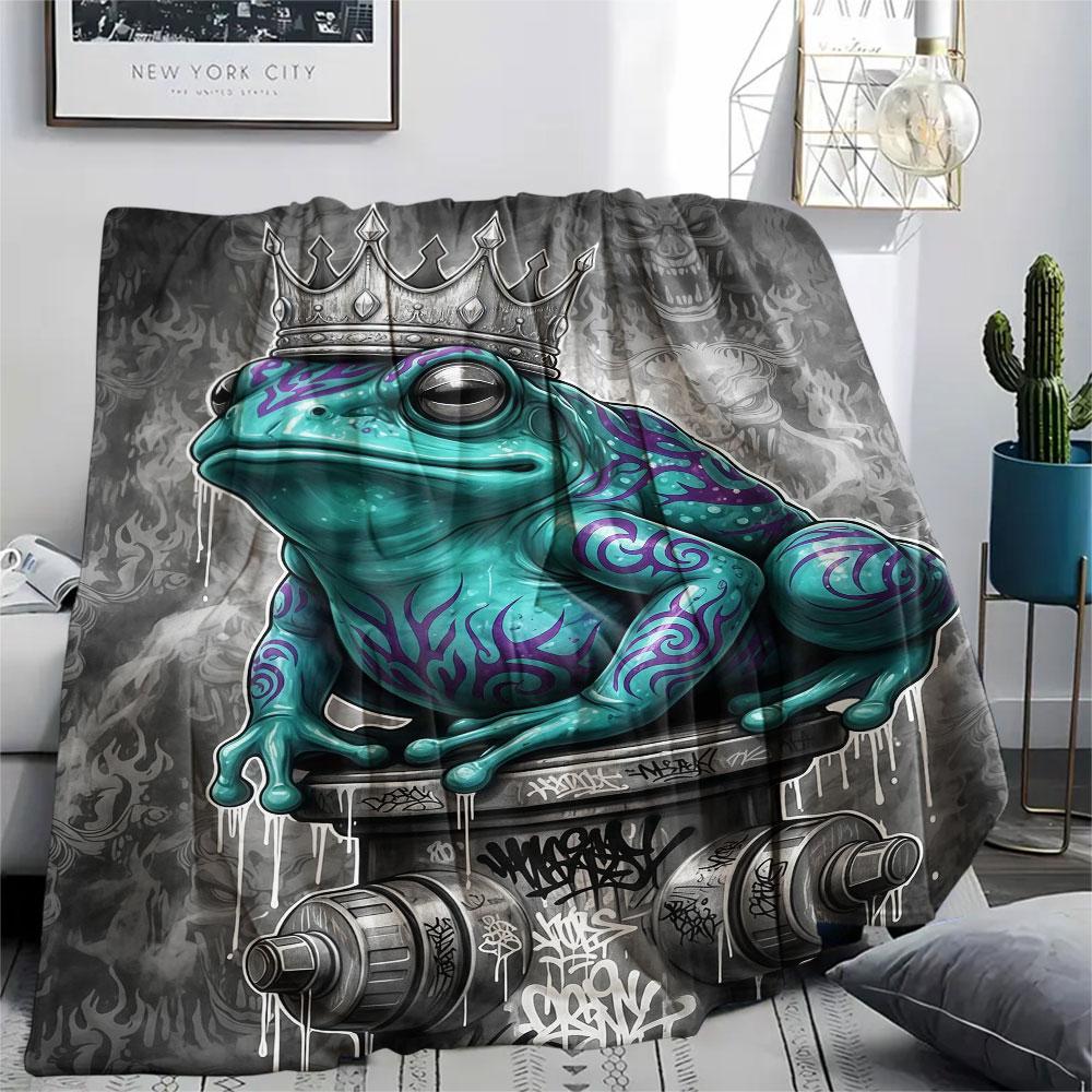 1Pc DemonReptiles Print Flannel Blanket, High quality Comfortable for All Seasons, Home Decor, Warmth and Comfort, Perfect for Christmas Gifts
