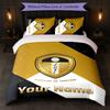 Leeds United Set Biancheria da Letto Personalizzato con Nome Testo 1 Copripiumino+2 Federe Logo Calcio Regalo Personalizzato per Occasione Speciale Decorazione Camera da Letto
