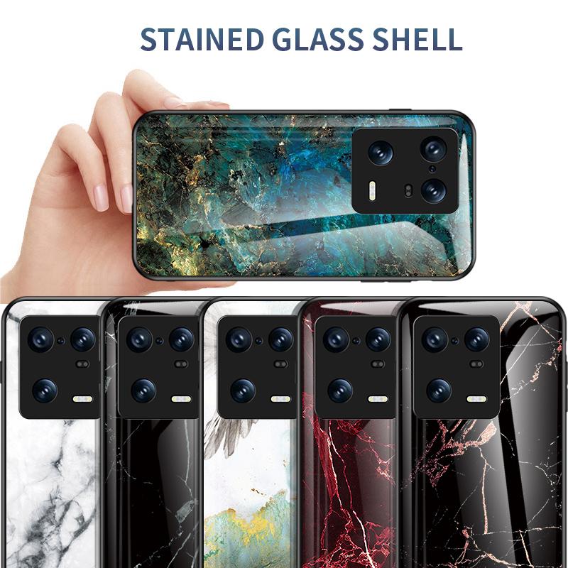 Casing For Xiaomi 11 Lite 5G NE 13 13T Pro 13 Lite 13 Ultra Redmi 12 Note 8 2021 13 Pro+ Case Marbled Tempered Glass Case Back Cover
