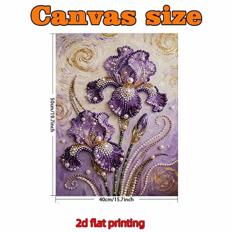 Pearl Purple Flower DIY Diamond Art Kits 15.7x19.6inch Gem Art Diamond Painting Kits Without Frame for Adults Gift Idea Home Wall Decor
