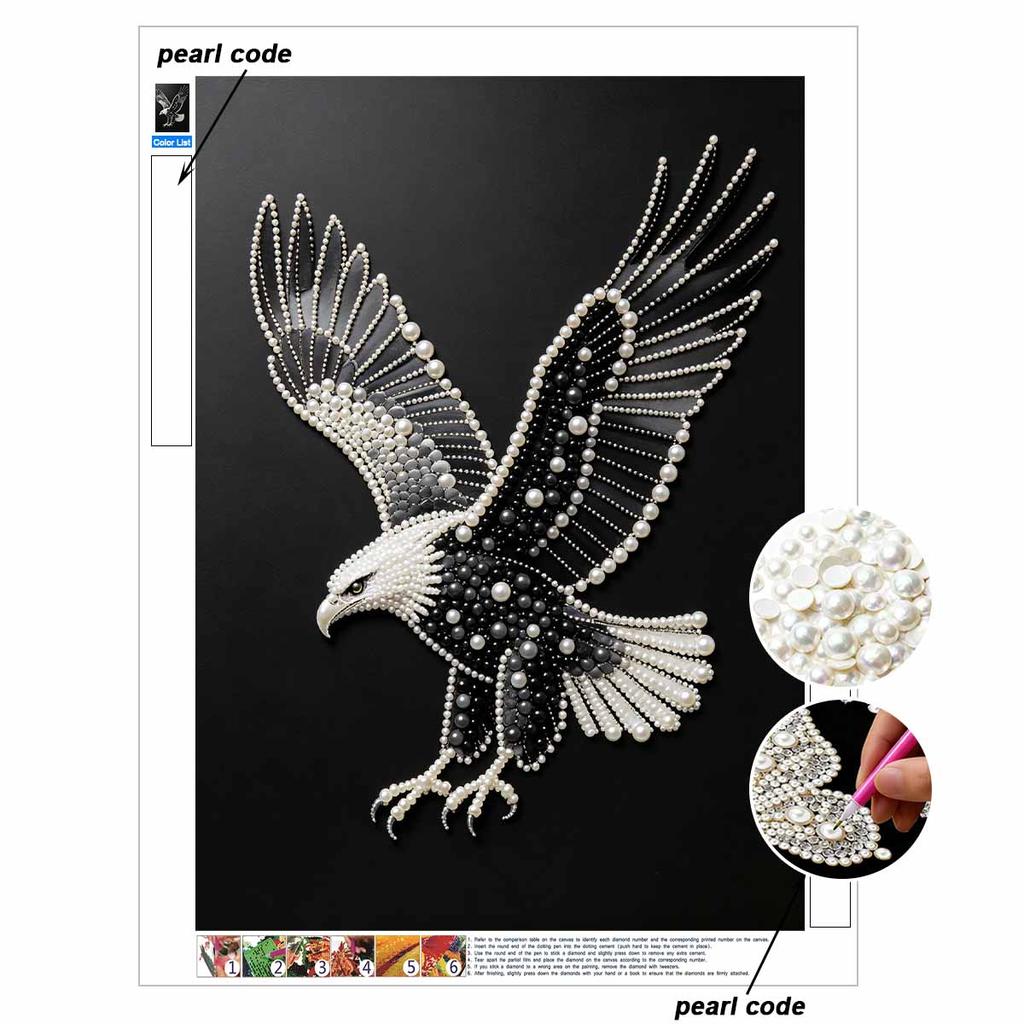 5D DIY Pearl Diamond Painting Kit Majestic Eagle Full Drill Embroidery Mosaic Art Home Wall Decor Gift