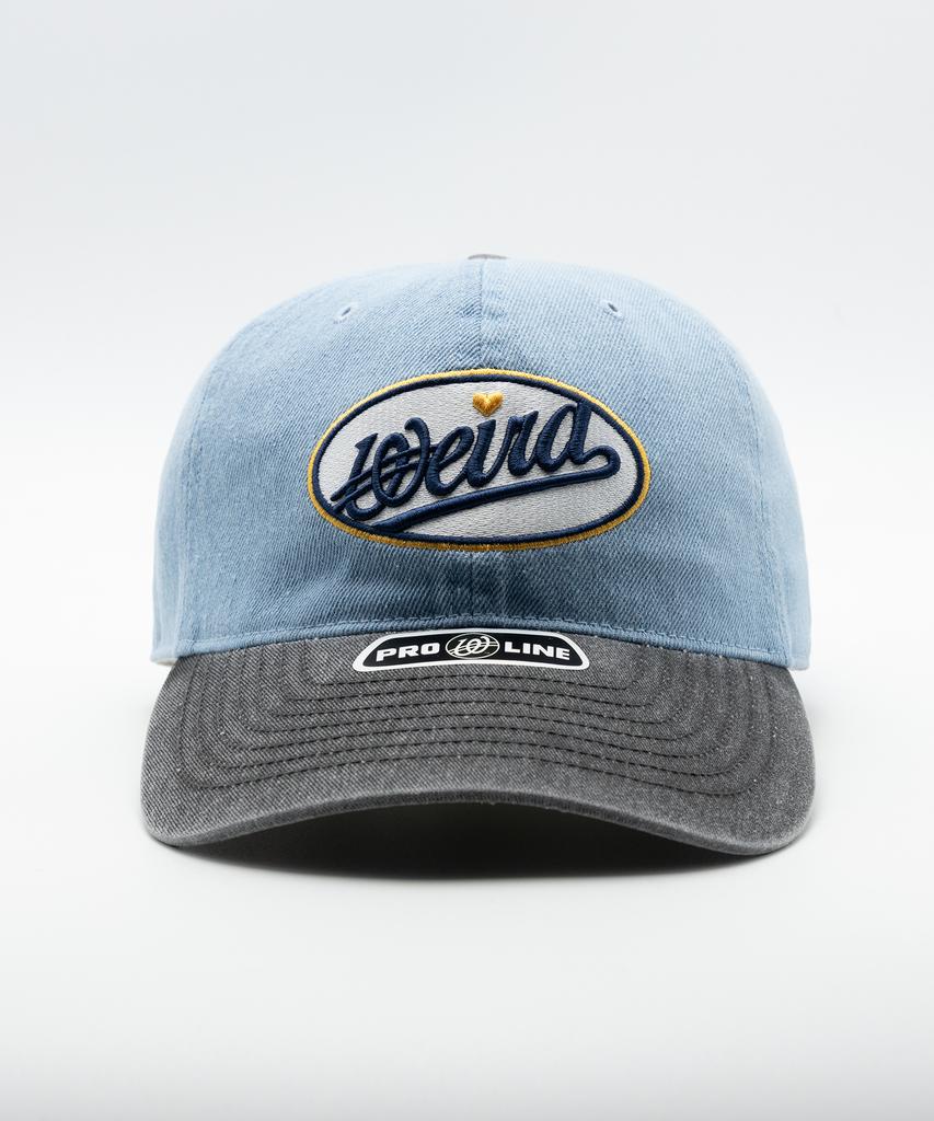 Wieoldeuwoldeu Circle Logo Wappen Denim Color Block Ball Cap Light Blue