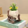 Creative Rocking Chair/Swing Face Flower Pot Garden Pots Cute Resin Head Planters Home Garden Supplies for Indoor Outdoor Plants