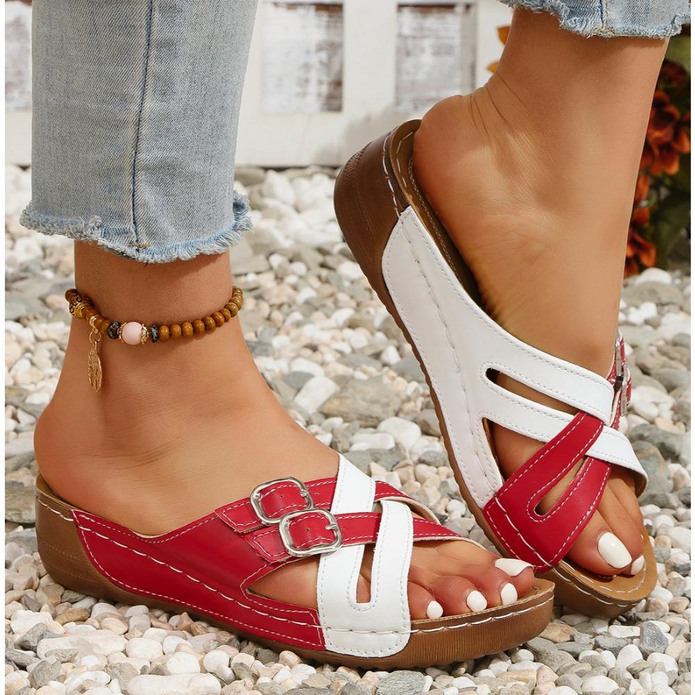 Fashion Woman New Orthopedic Comfy Slippers Premium Round Toe Sandals Hollow Out Hook-and-loop Designer Shoes Slides Platform Slippers