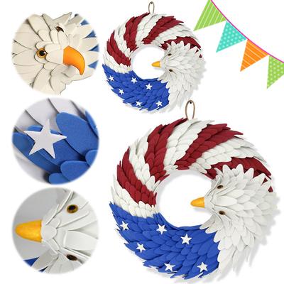 American Flag Eagle Wreath 4th of July Wreath Festival Garland for Front Door Decorations