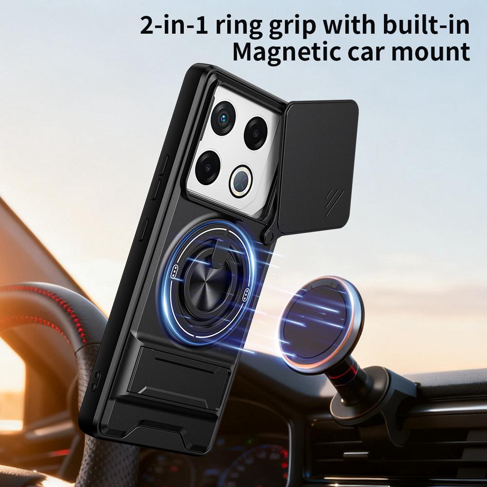 KEYSION Magnetic Phone Case for Infinix GT 20 Pro 5G Slide Camera Protection Upright Kickstand 360° Ring Shockproof Back Cover
