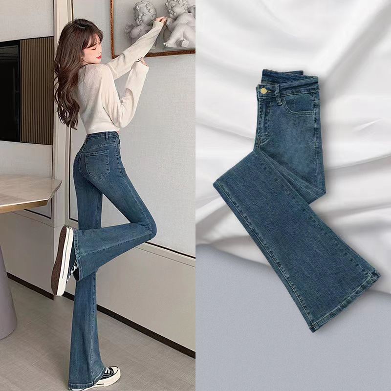 Damen Stretch High Waist Schlaghose Frühlings- und Herbstjeans