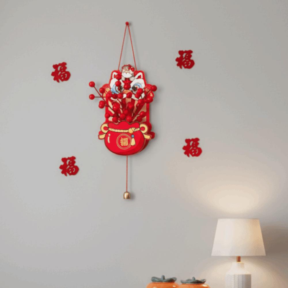 Traditional New Year Pendant Cartoon Handmade Fortune Fruit Hanging Festive Atmosphere Exquisite Red Fruit String Pendant