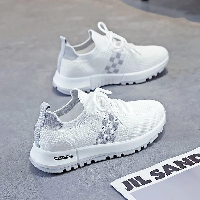 Sneaker Women's Fashionable Coconut Shoes Mesh Breathable Soft Bottom Running Shoes White Shoes