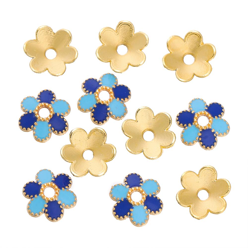 10-30pcs/lot Colorful Ename Flower Alloy Bead Caps Oil Drip Bracelet Spacer Bead End Caps For DIY Handmade Charm Jewelry Making 10pcs синий