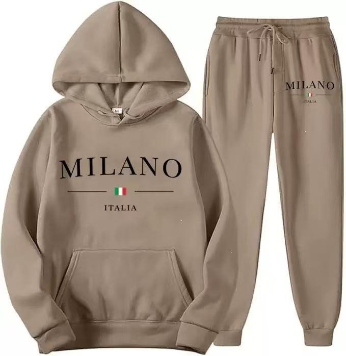 Nuovo set di felpe da donna MILANO, trendy europeo e americano, taglie forti, foderato in pile, nuova felpa da donna alla moda con stampa di lettere