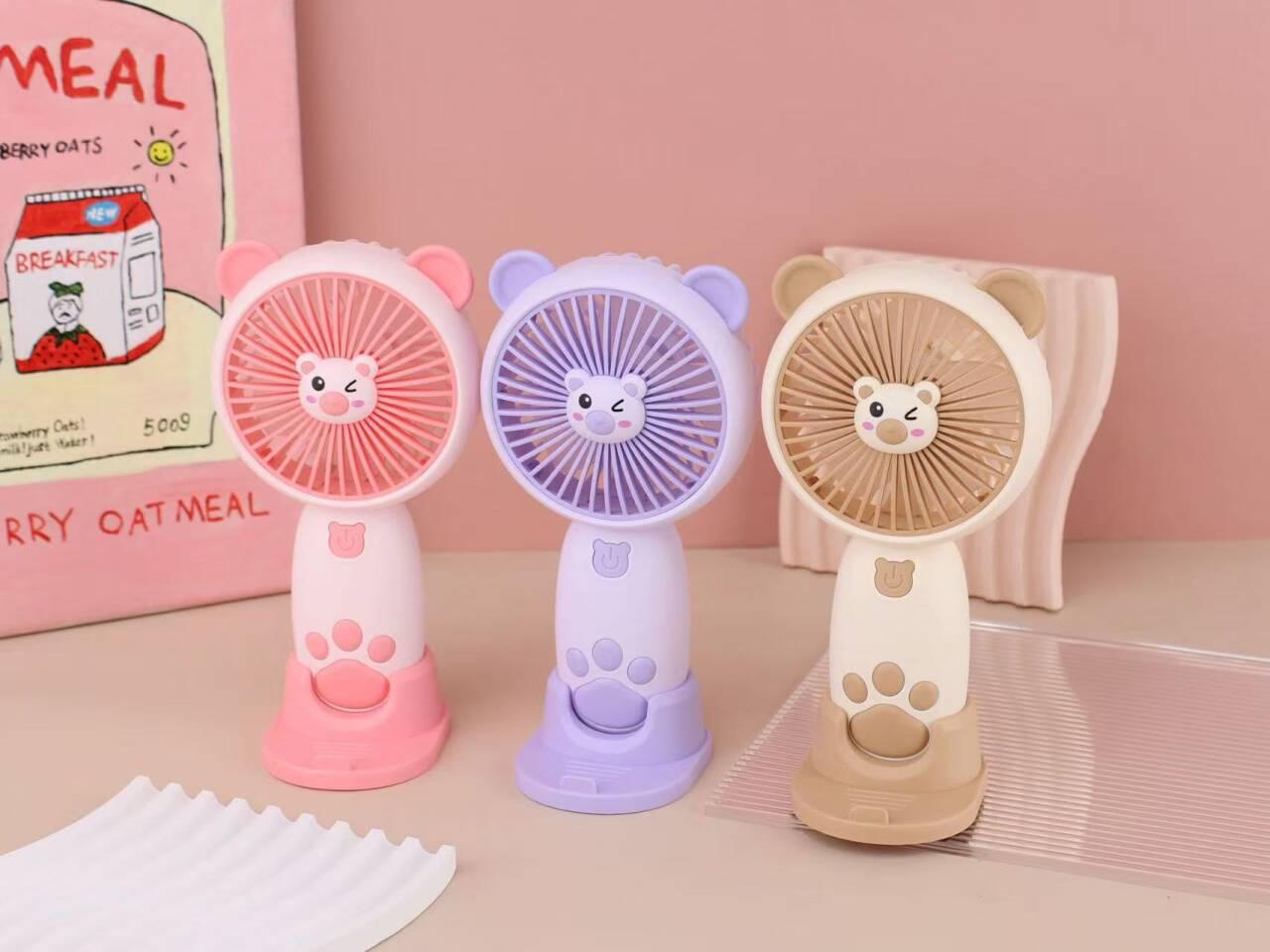 Little Bear USB Rechargeable Mini Desk Fan – Cute Portable Design for Student Dorm Rooms 16.1