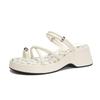 Small Fresh Toe Square Head Floral Sandals Women's Summer New Slope Heel Cool Slippers Women