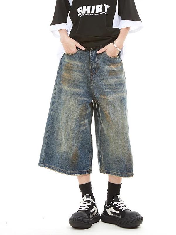 2025 Korean Style Women's High-Quality Wide-Leg Cropped Denim Pants - Trendy Summer Casual Capris