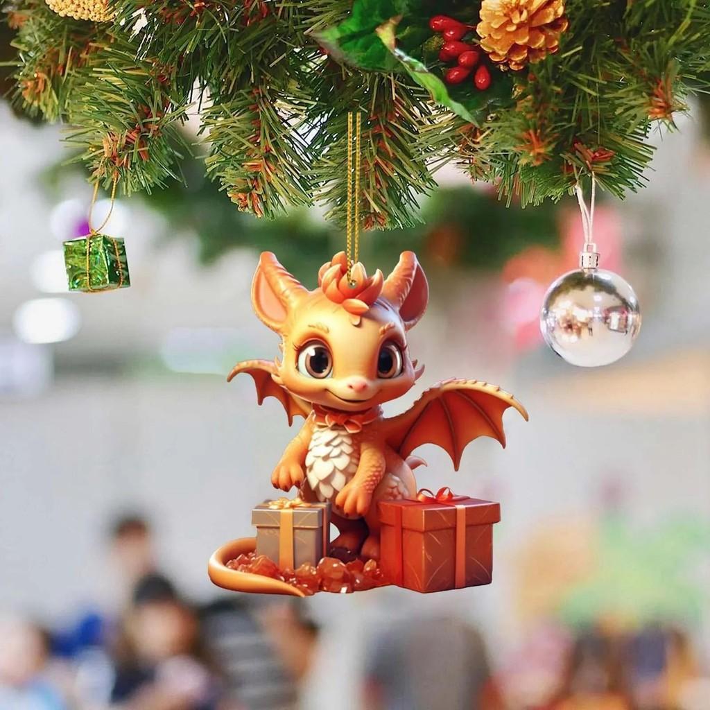 Colorful Acrylic Cartoon Christmas Dragon Car Decoration Stylish Festive Home Ornament