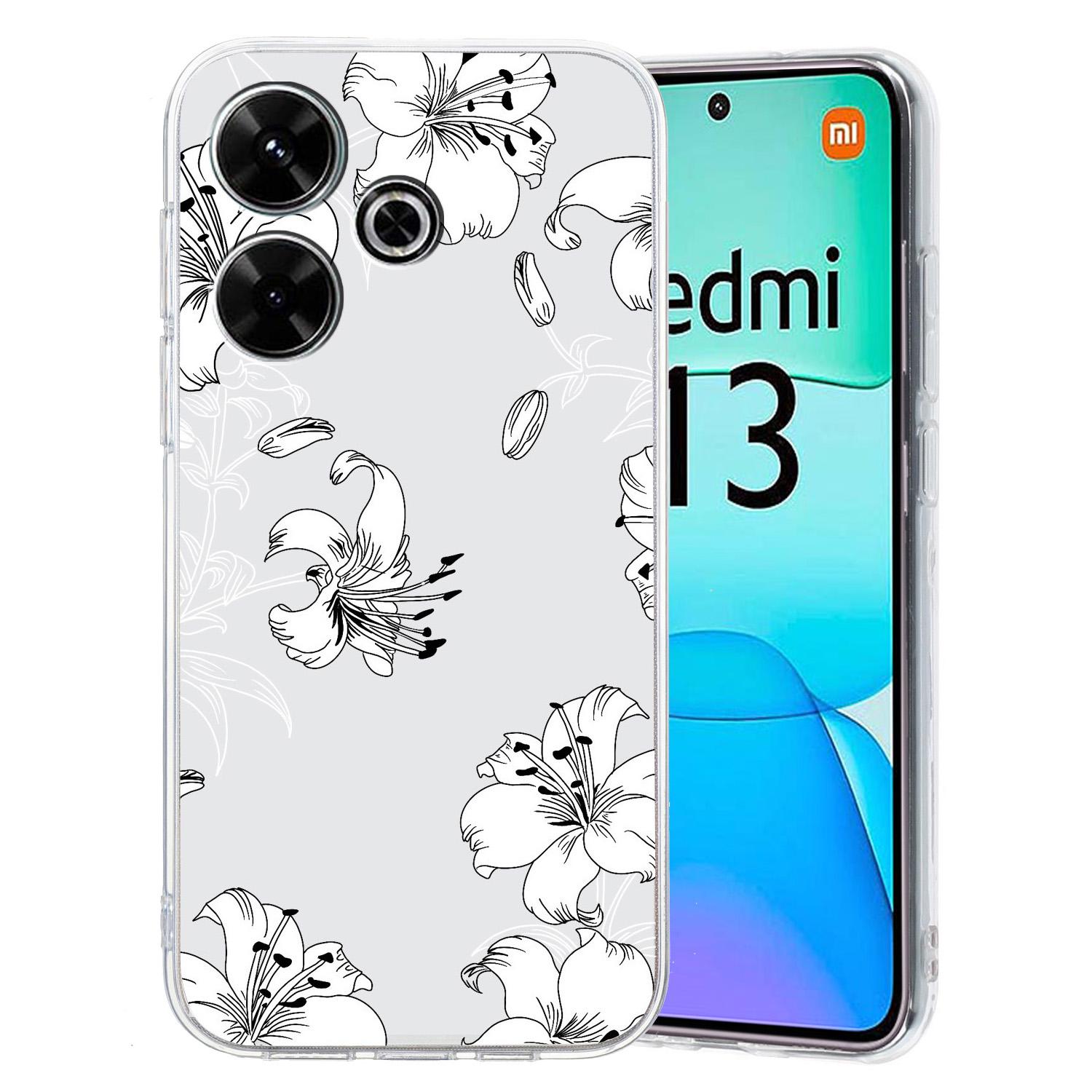 

For Xiaomi Redmi 13 5G/13 4G Case Flexible TPU Mobile Phone Cover Pattern Printing White Flower
