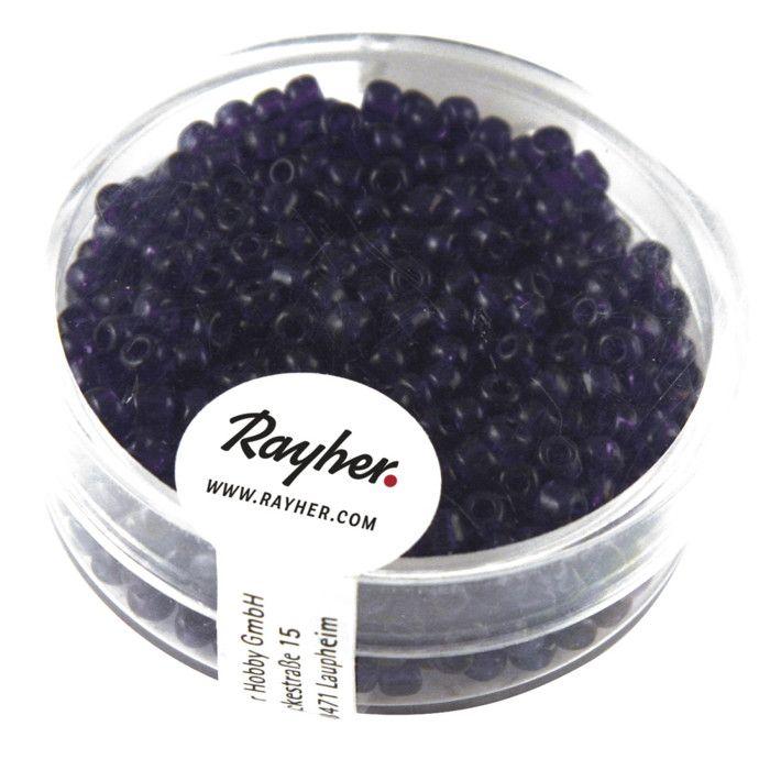 Rocailles, 2,6 mm ø, transparentes, bleu foncé, boîte 17g