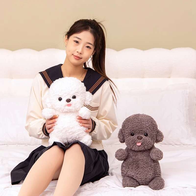 Cartoon Bichon Protruding Tongue Plush Toys Simulation Puppy Kawaii Dog Stuffed Animals Dolls Cute Birthday Present for Children