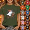 Kids Halloween Printed Short Sleeve T-Shirt Neck Relaxed Fit Casual Top for Boys and Girls