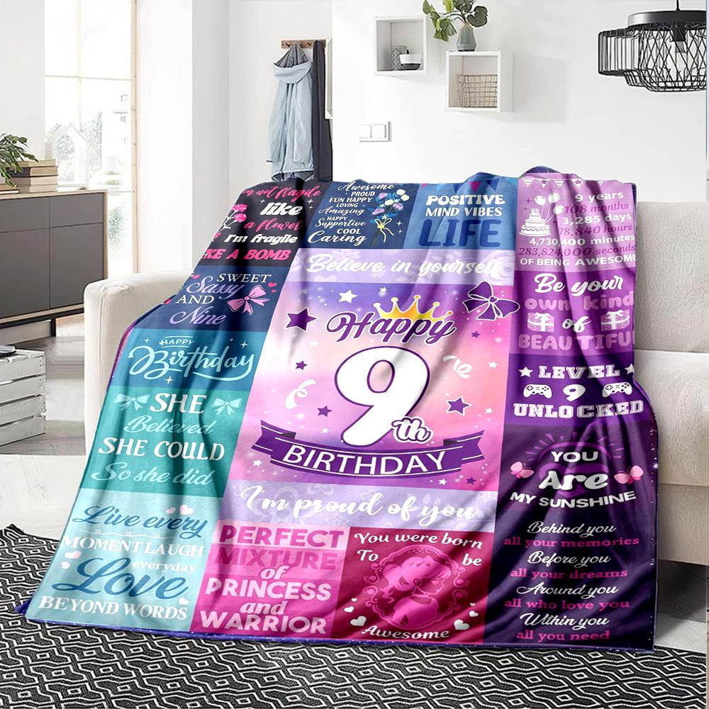 9Th Birthday Celebration Cozy Blanket Warmthful Decor for Sofa Couch Office Bed Picnics All-Season Use Cozy Home Lovers Gifting Relatives Y24