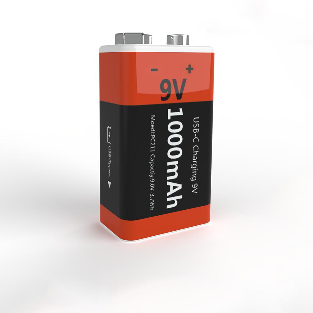 9V Rechargeable Battery 1000mAh Multimeter Guitar Instrument 9V Square 6F22 Lithium-ion Battery USB Direct Charging Batteries
