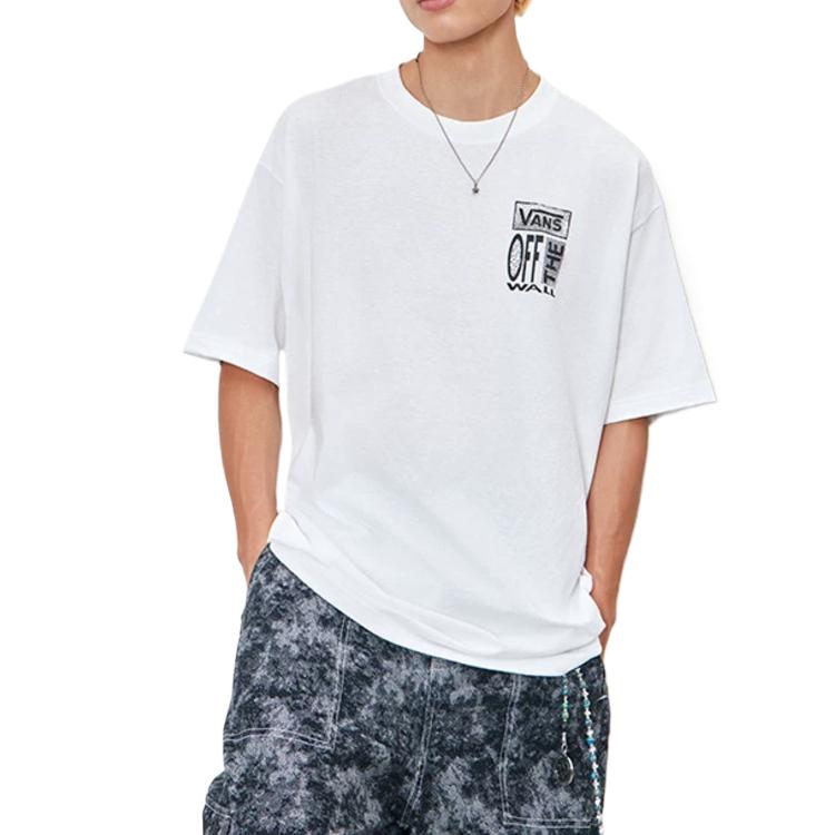 Vans SS26 Cotton Short Sleeve Letter Print Crew Neck T-Shirt Unisex Tops VN000WUXWHT