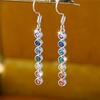 Unique Female Rainbow Round Zircon Stone Drop Dangle Earrings Cute Silver Color Party Jewelry For Women