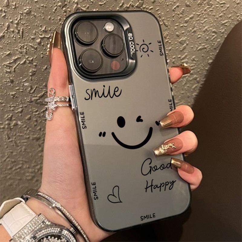 Smiling Face Electroplate Silver IMD Phone Case For Samsung Galaxy A14 A34 A13 A23 A52 S24 S23 S22 S21 Ultra Plus S20 FE Cover