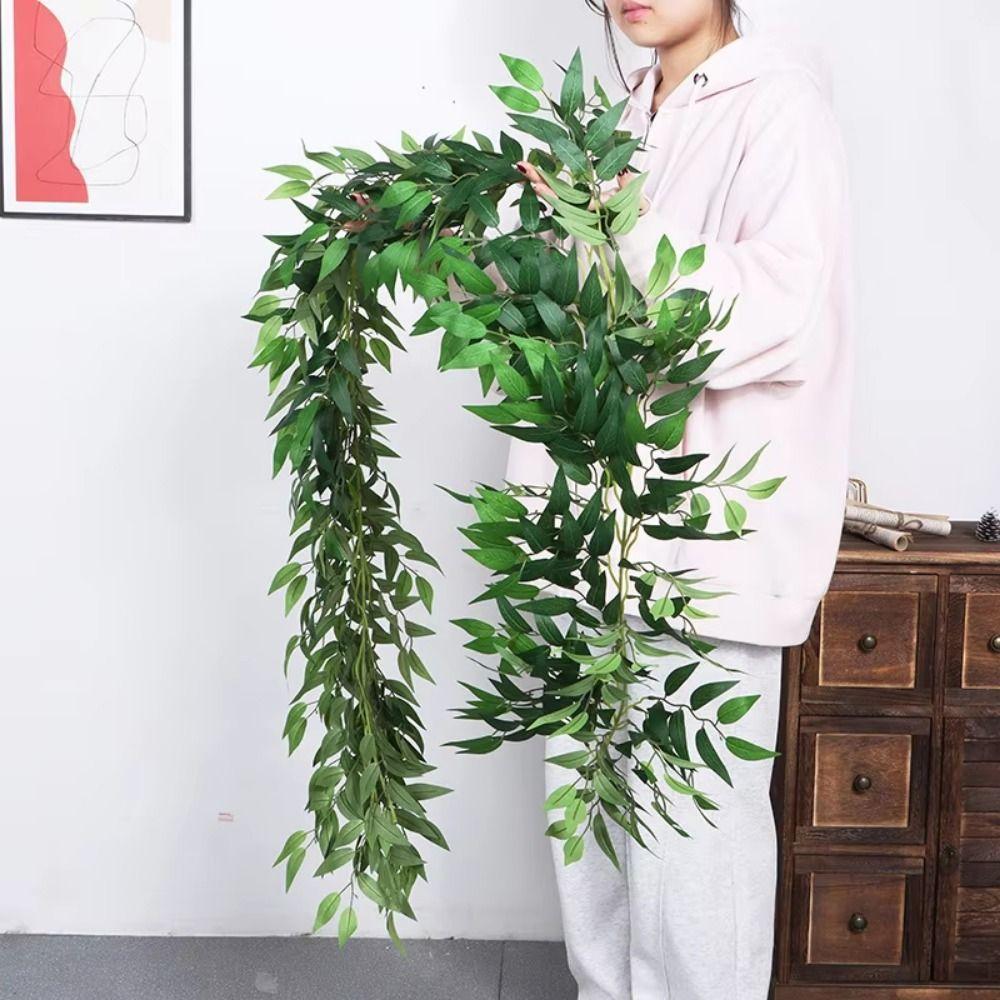 Artificial Foliage Silk Willow Greenery Garlands DIY Plastic Artificial Leaves Vine 180cm Flexible Artificial Plant Vine