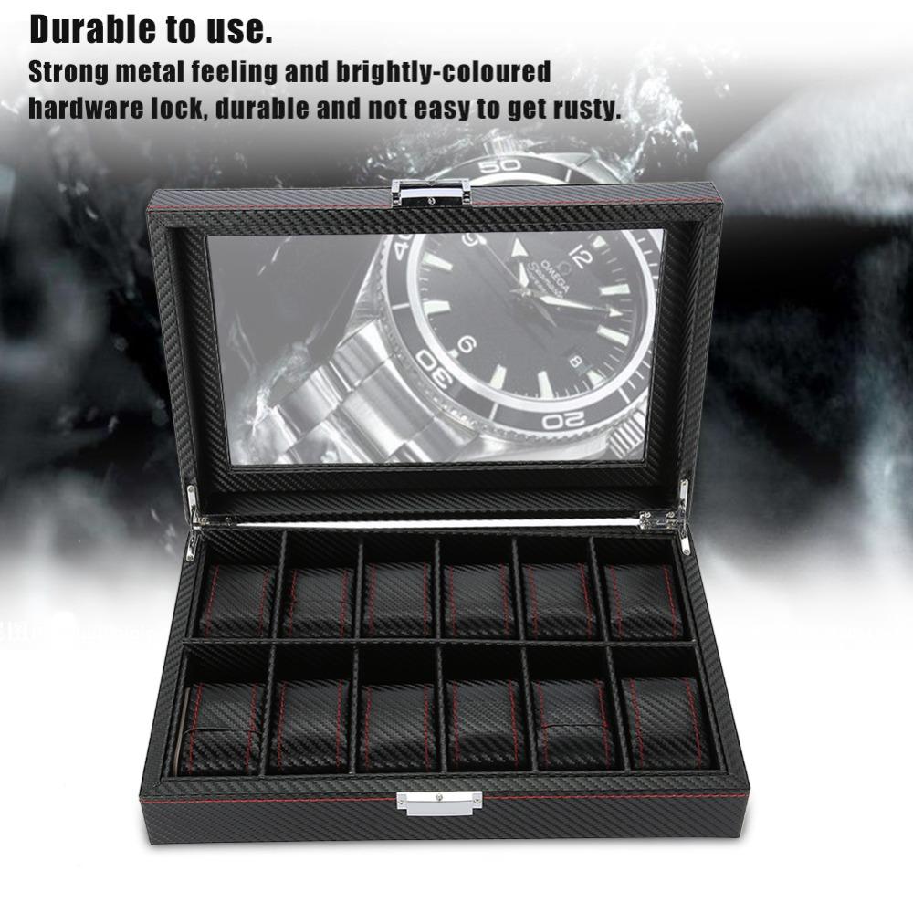 Woven Pattern Watch Storage Case Carbon Fiber Texture Watch Display Box  Watch Collection