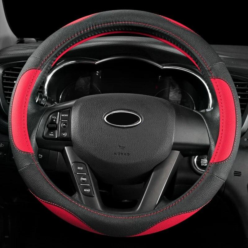 DERMAY Universal 38cm PU Leather Car Steering Wheel Cover for Ford Focus 2 3 BMW E46 E39 Volkswagen Toyota Chevrolet Cruze Opel