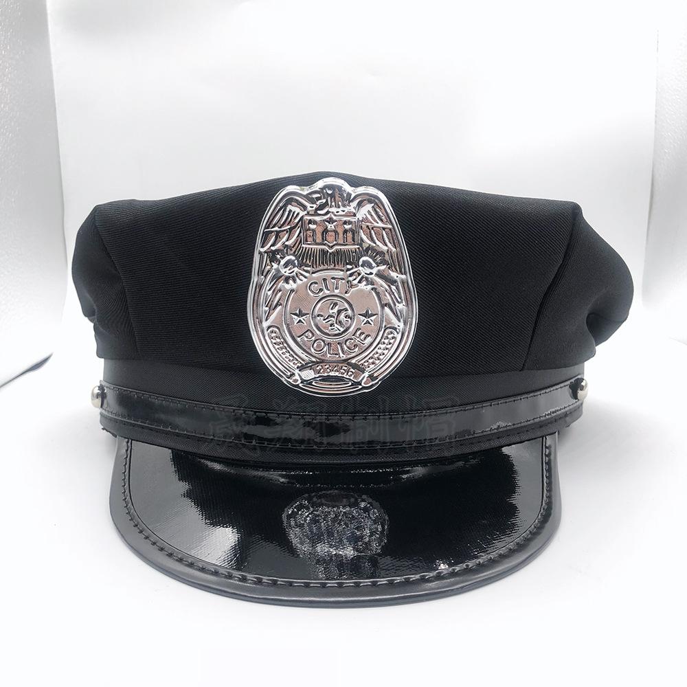 Chapeau de police Cosplay de personnage d'anime, uniforme de policière adulte noir et sexy, accessoires d'Halloween, chapeau octogonal à sommet plat.