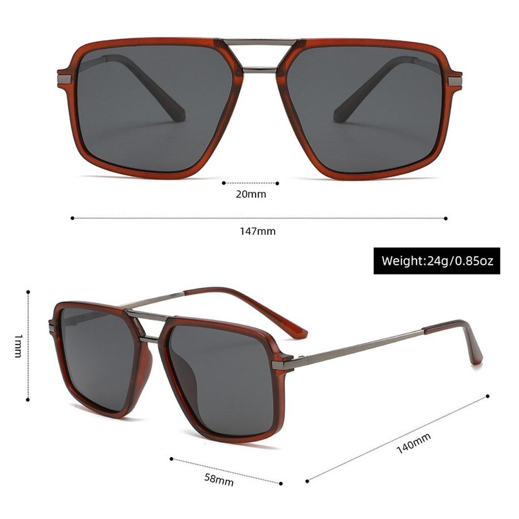 Polarized Double Bridge Square Sunglasses Retro Metal Frame Uv400 Blocking Shades For Men Women Lightweight Outdoor Sunwear