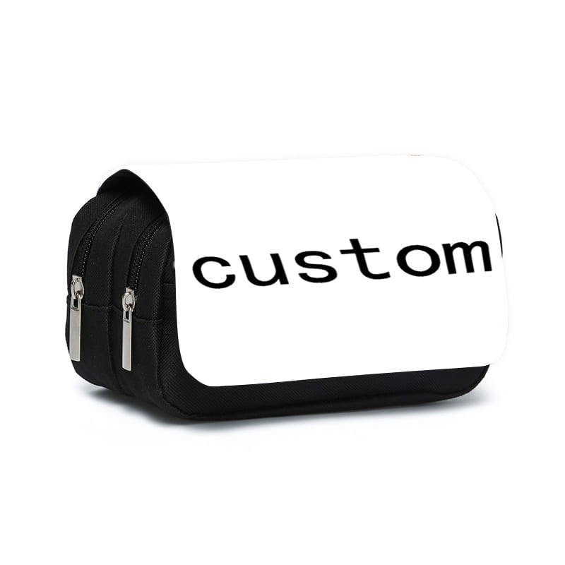 Customized Double-Flap Fabric Pencil Case with PVC Flap Student Stationery Storage Bag