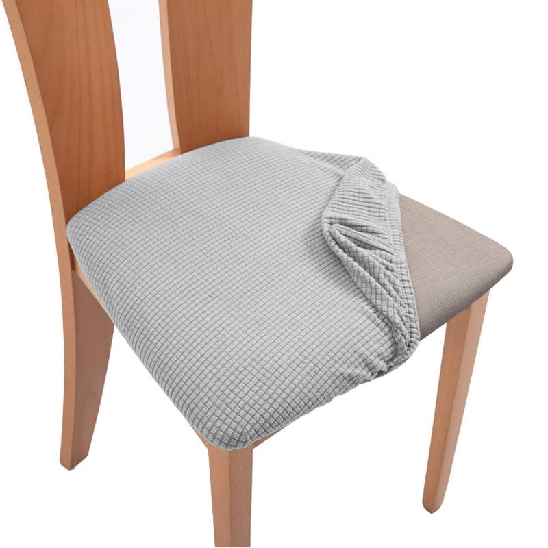 Spandex Jacquard Chair Cushion Cover Dining Room Upholstered Cushion Solid Chair Seat Cover Without Backrest Furniture Protector