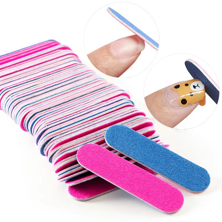 100Pcs Double Side Nail Files Mini Sanding Buffer Block Set For Gel Polish Polishing Manicure Pedicure Salon Nail Art Tool