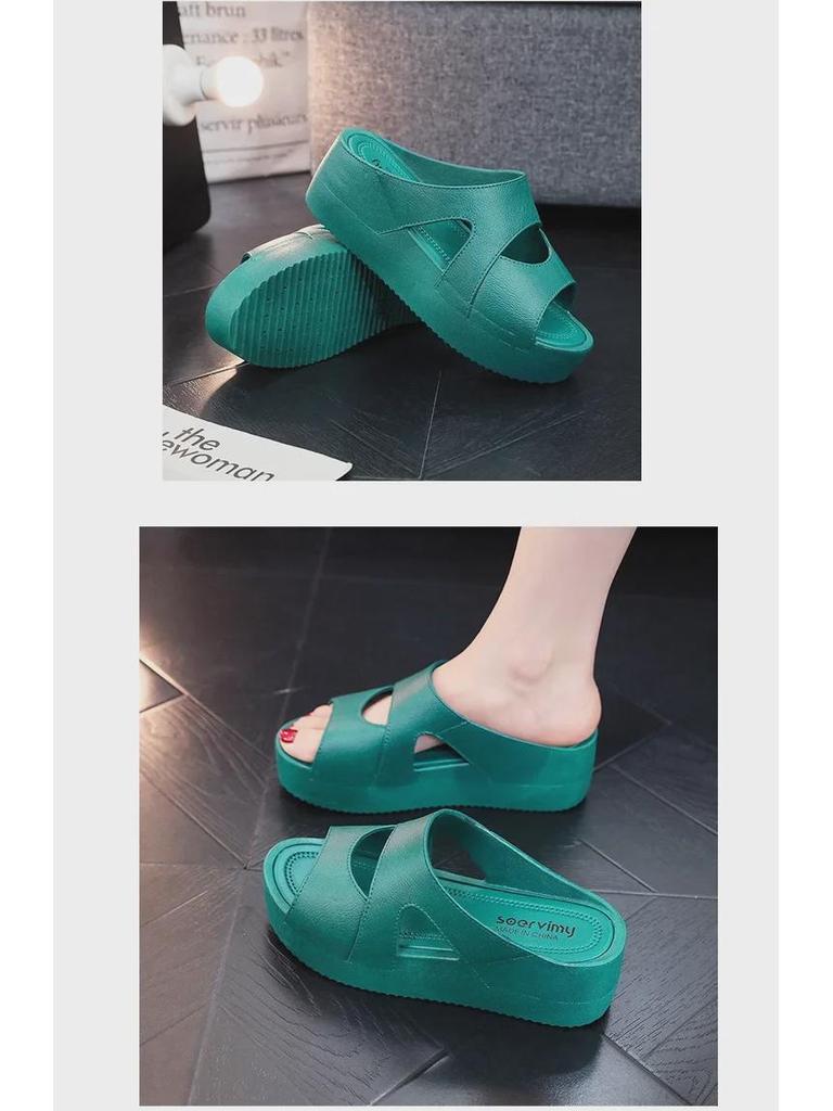 Damen Keilabsatz Slipper Sandalen - Sommermode, Dicke Rutschfeste Sohle