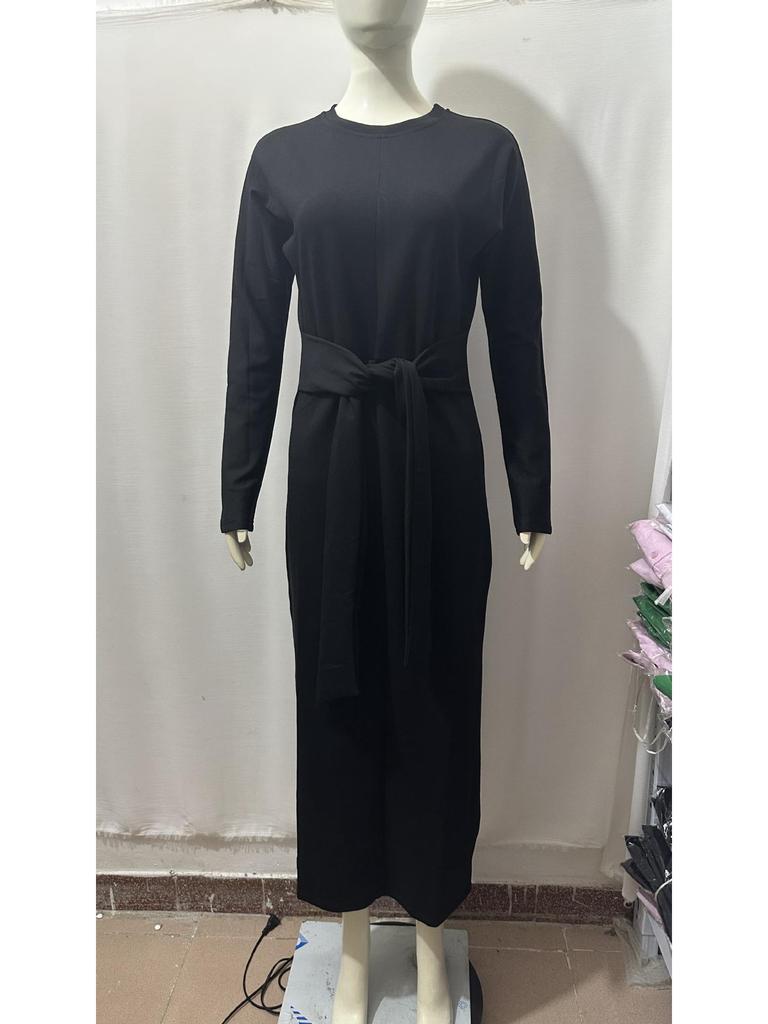 2024 Elegantes Baumwoll-Midikleid mit Schnürung in Slim Fit