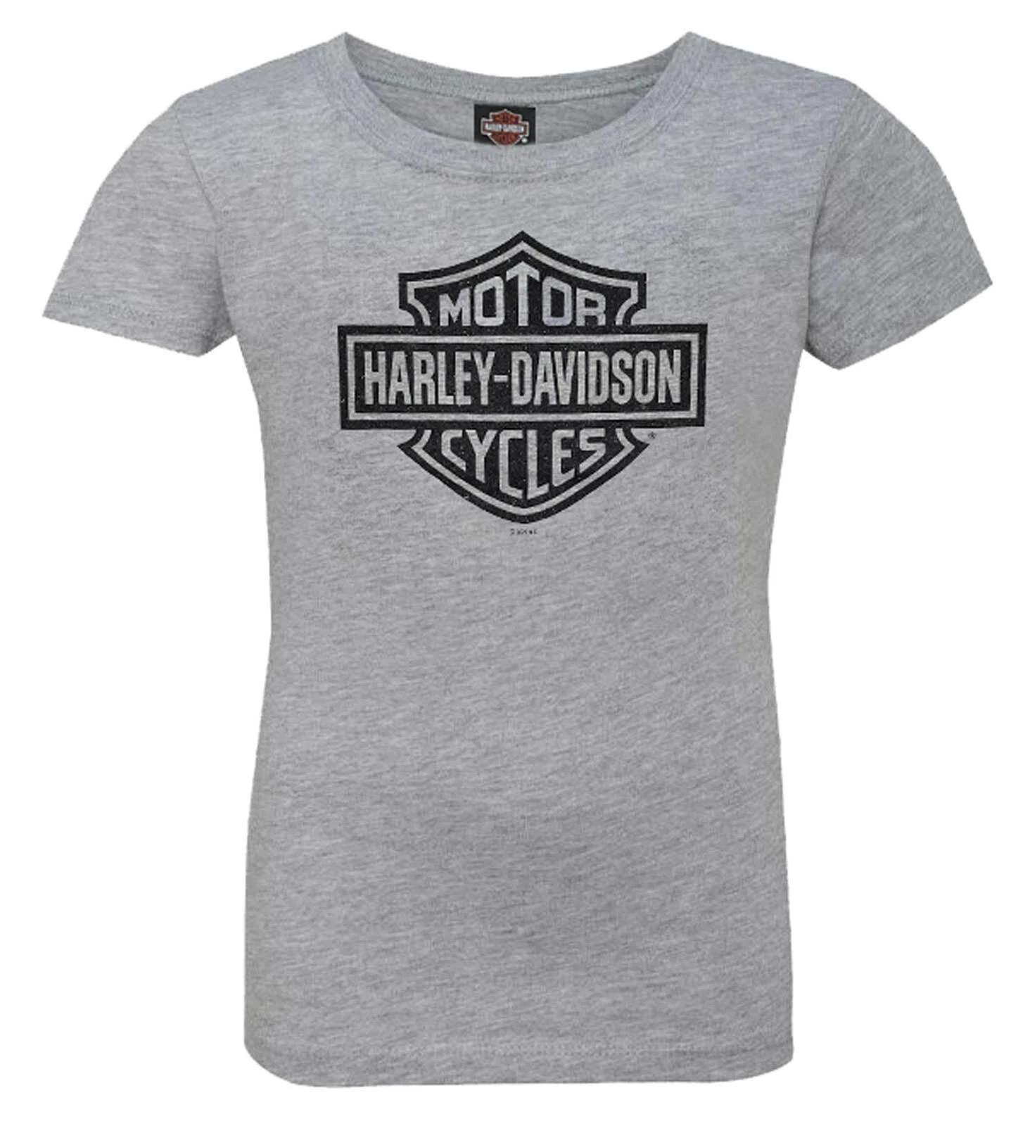 Harley-Davidson Little Girls Glitter Bar & Shield Athletic Short Sleeve Tee 2XL