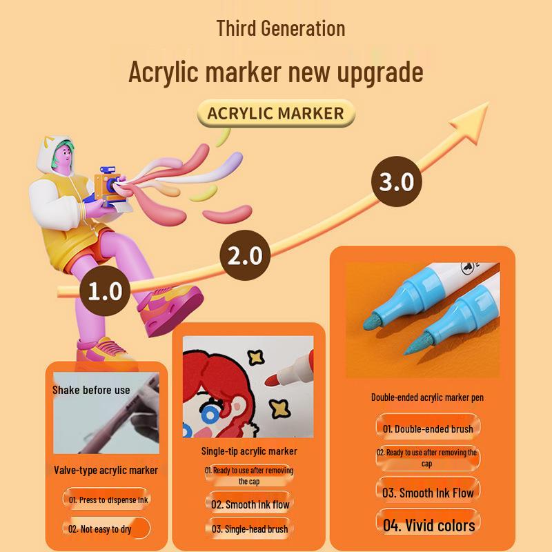Double-Headed Washable Acrylic Marker for Kids - Opaque and Waterproof Art Pen