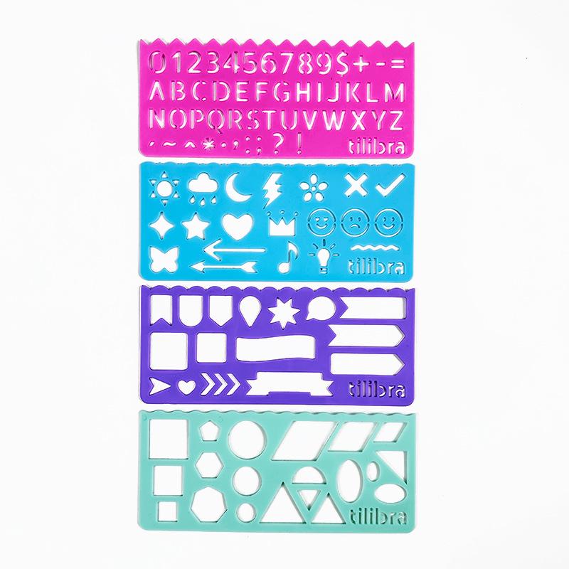 Children s Multifunctional Four-Piece Kaleidoscope Drawing Ruler Set 15 cm