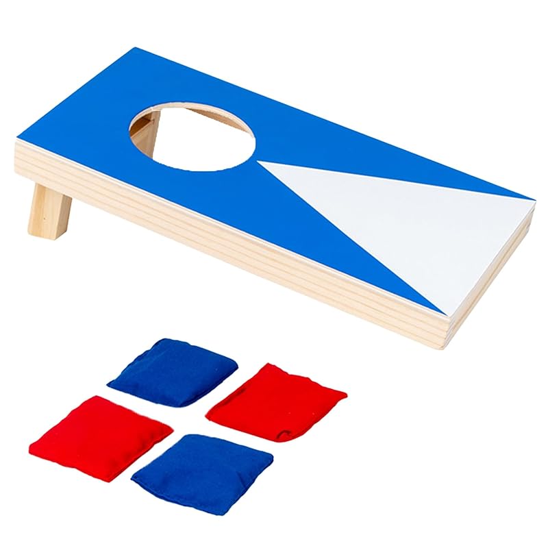 

[Chandiny] cornhole indoor play wooden tabletop board games gizzard bean bag red blue Comes with 4 pieces blue small size